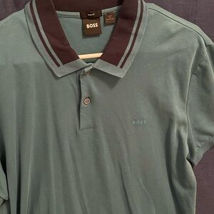 Boss Men's Polo Shirt in Teal and Black
